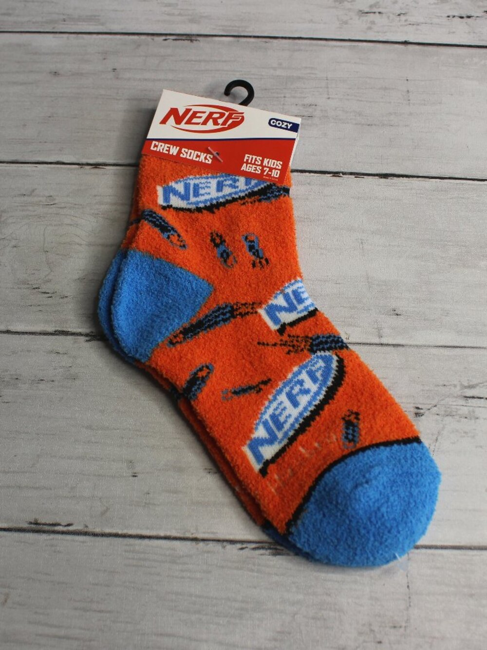Nerf Gun Novelty Cozy Crew Socks Ages 7-10 Boy's Girl's Unisex